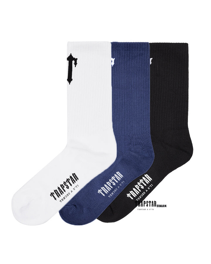 Trapstar 3 Pack Irongate T Socks - Black/Navy/White