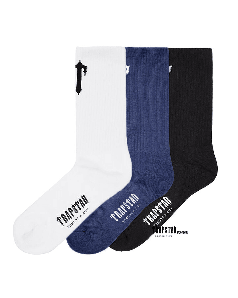Trapstar London 3 Pack Kaus Kaki Irongate T - Hitam/navi/putih
