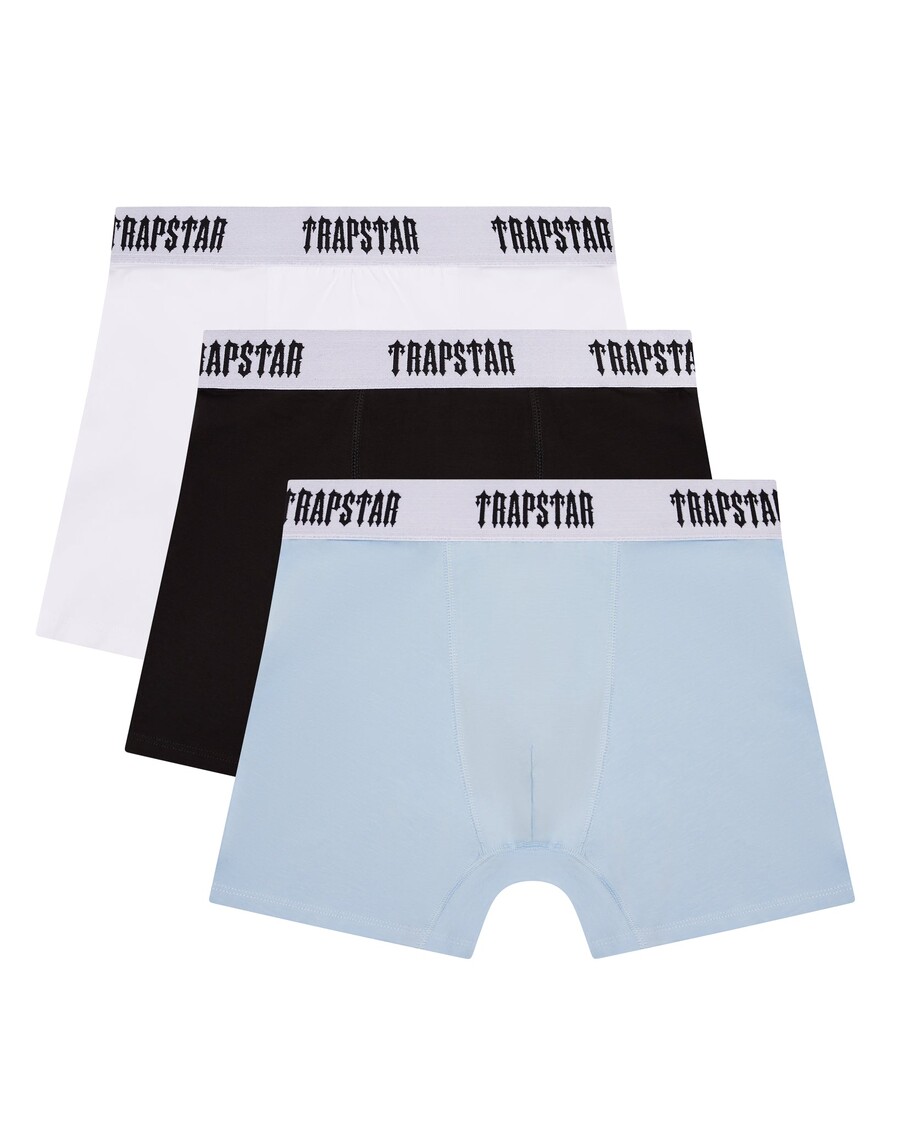 Trapstar 3 Pack Boxer Short - Black/White/Light Blue