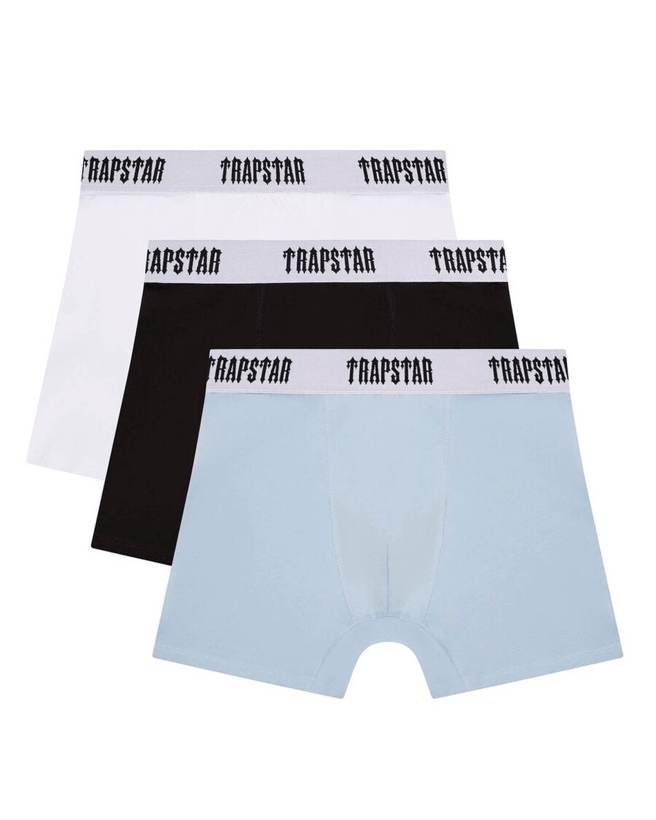 Trapstar London 3 Paket Celana Boxer - Hitam/putih/biru Muda