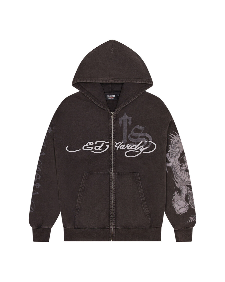 Trapstar Trapstar x Ed Hardy Script Hoodie - Grey