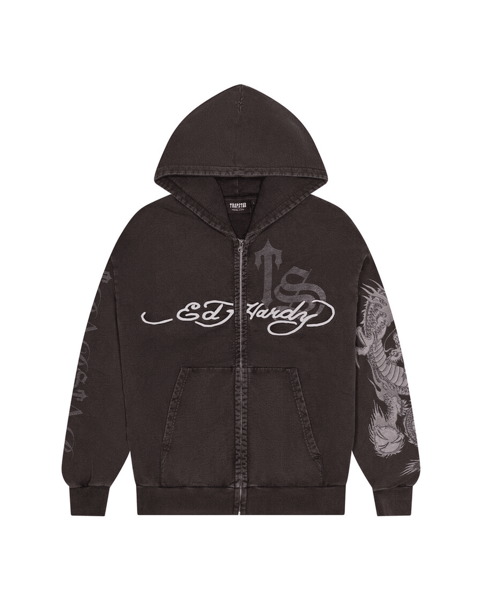 Trapstar London X Ed Hardy Script Hoodie - Abu-abu