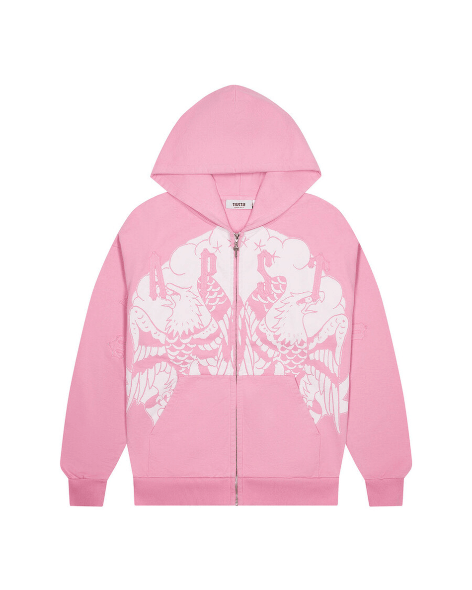 Trapstar London X Ed Hardy Irongate Zip Through Hoodie - Merah Muda