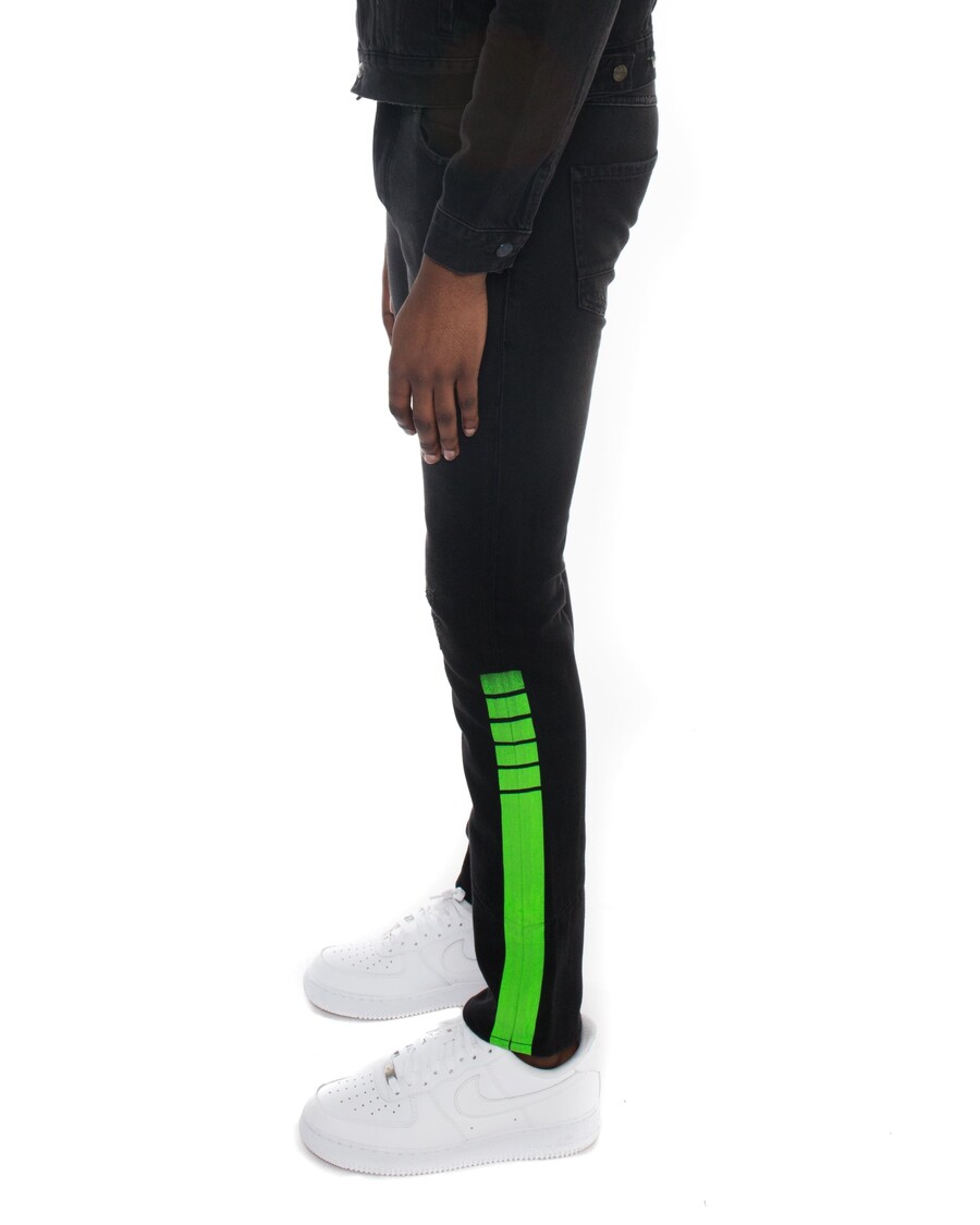 Trapstar Trapstar Stripe Denim Jeans - Neon Green