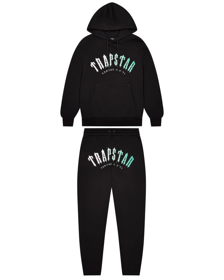Trapstar Decoded Hooded Gel Tracksuit - Black/Teal