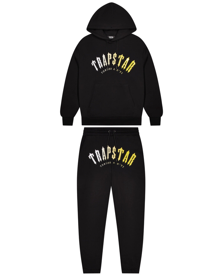 Trapstar Decoded Hooded Gel Tracksuit - Black/Yellow