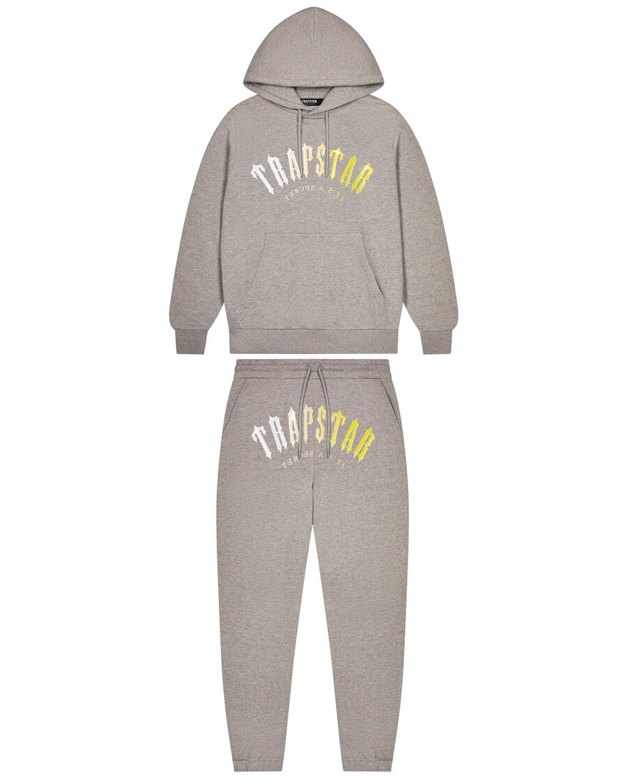 Trapstar Decoded Hooded Gel Tracksuit - Grey/Yellow