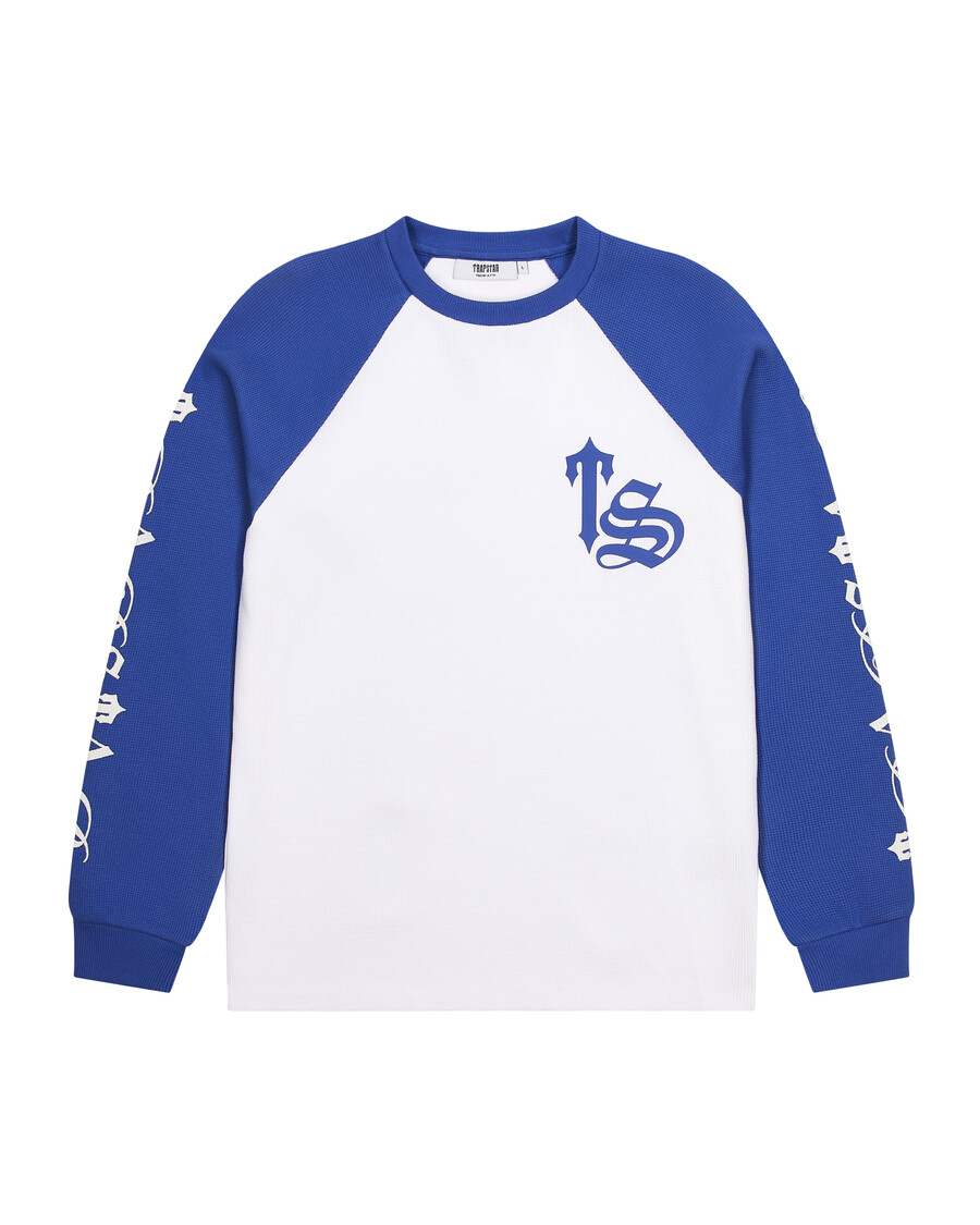 Trapstar Script Waffle LS Top - White/Blue