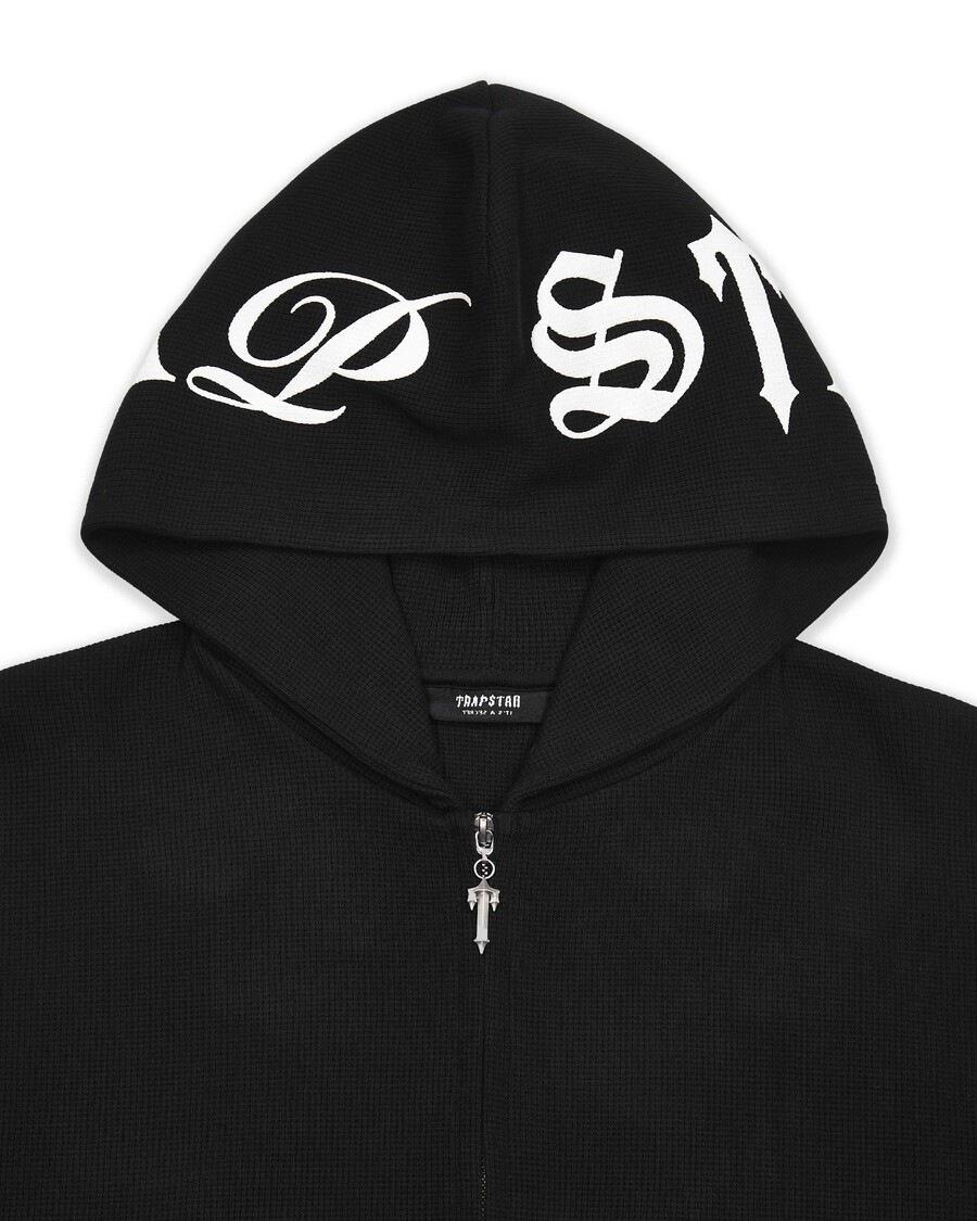 Trapstar Script Waffle Hoodie - Black