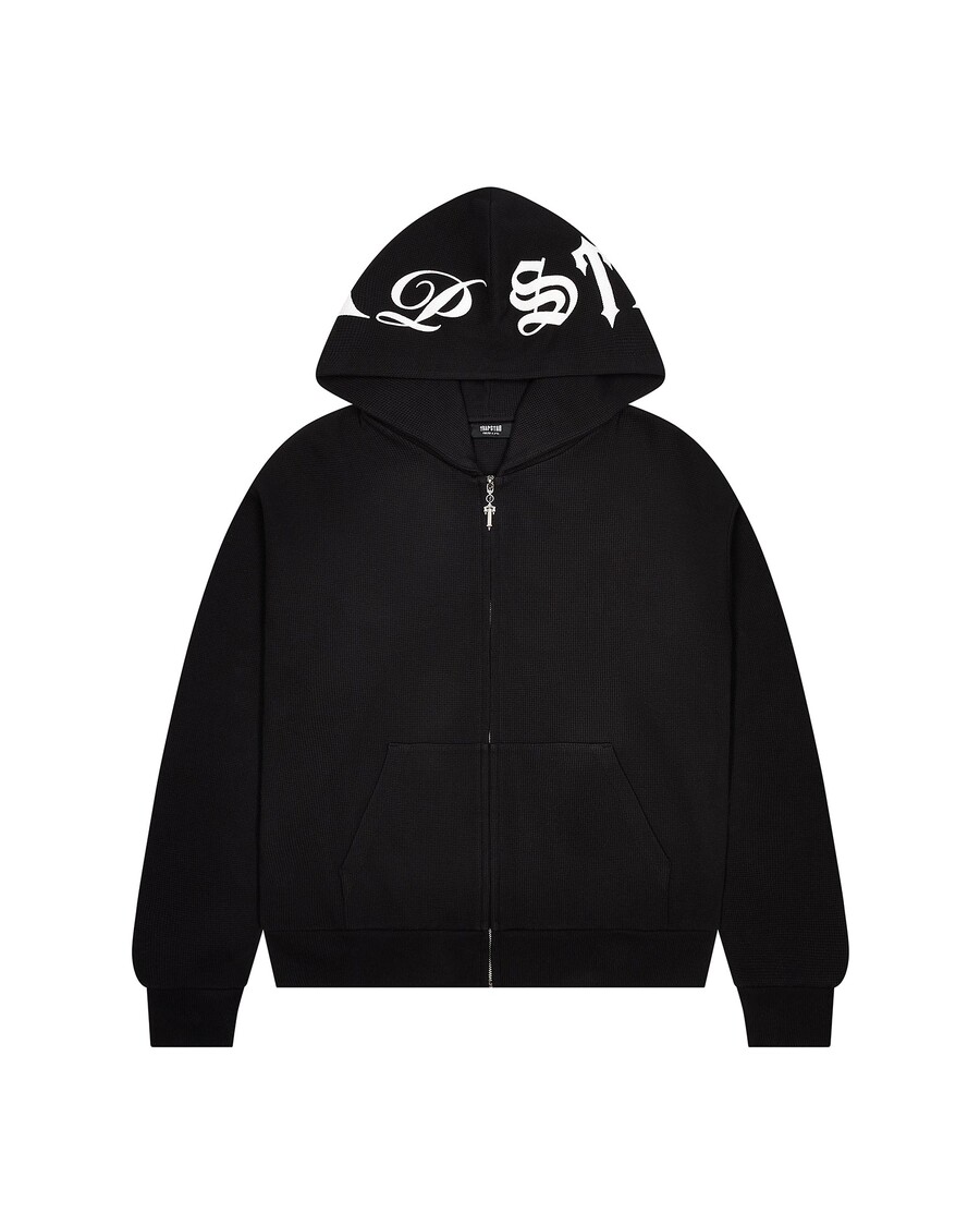 Trapstar Script Waffle Hoodie - Black