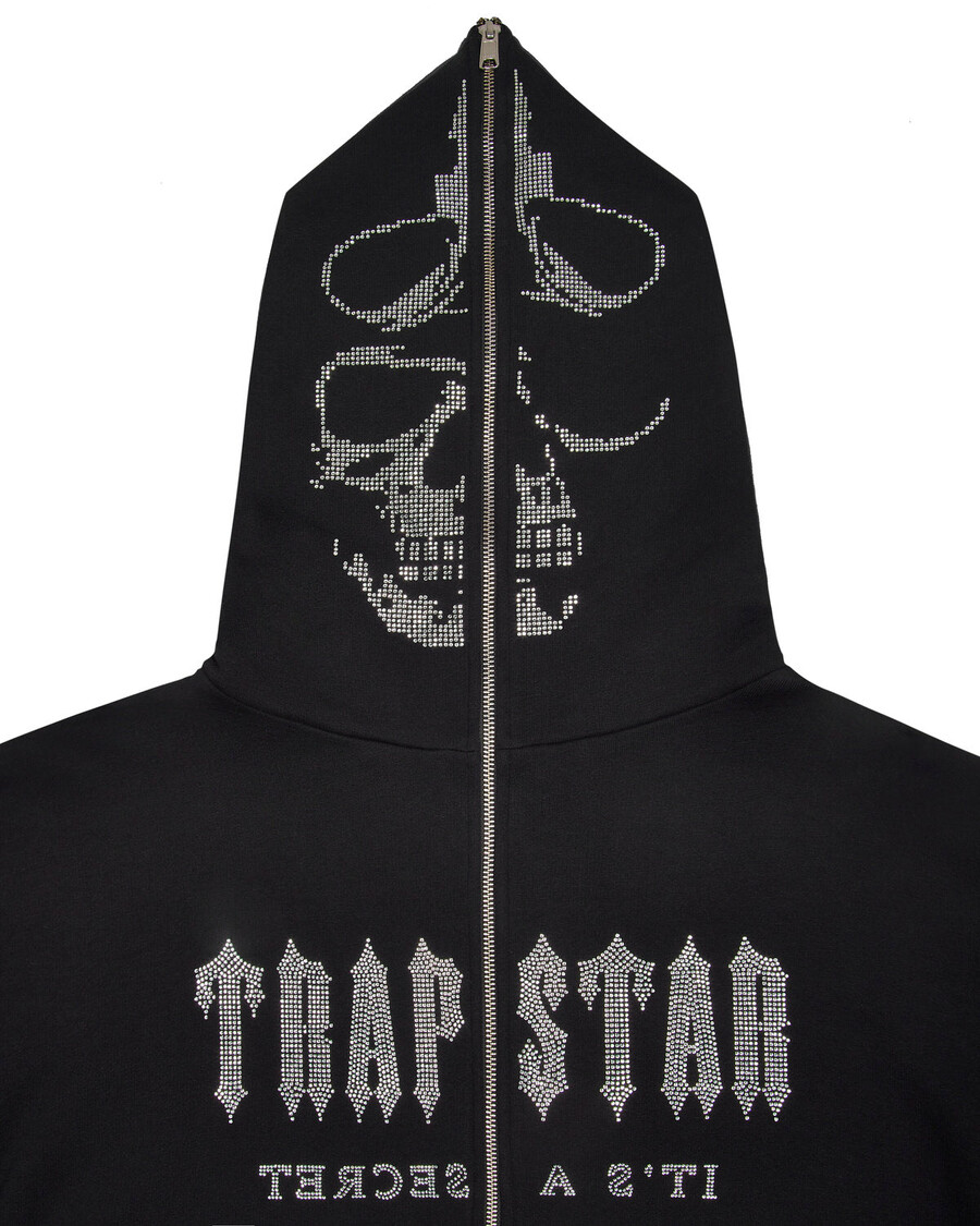 Trapstar Decoded Skull Diamante Hoodie - Black