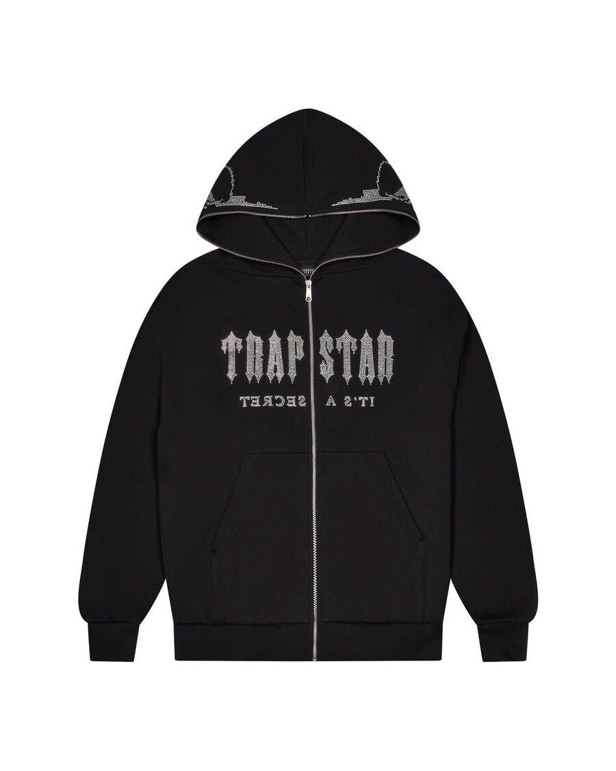 Trapstar Decoded Skull Diamante Hoodie - Black
