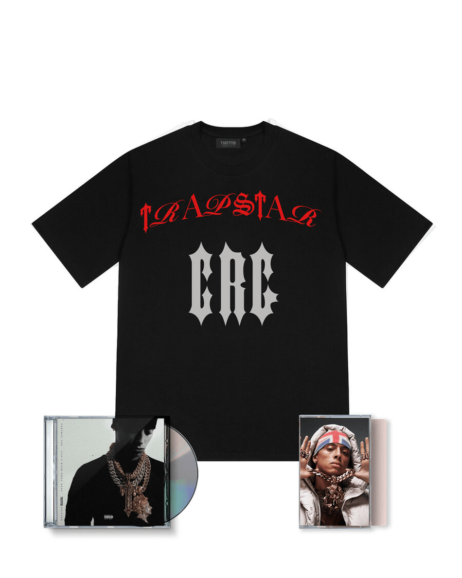 Trapstar London X Central Cee Script Tee Cd & Cassette Bundle - Crna