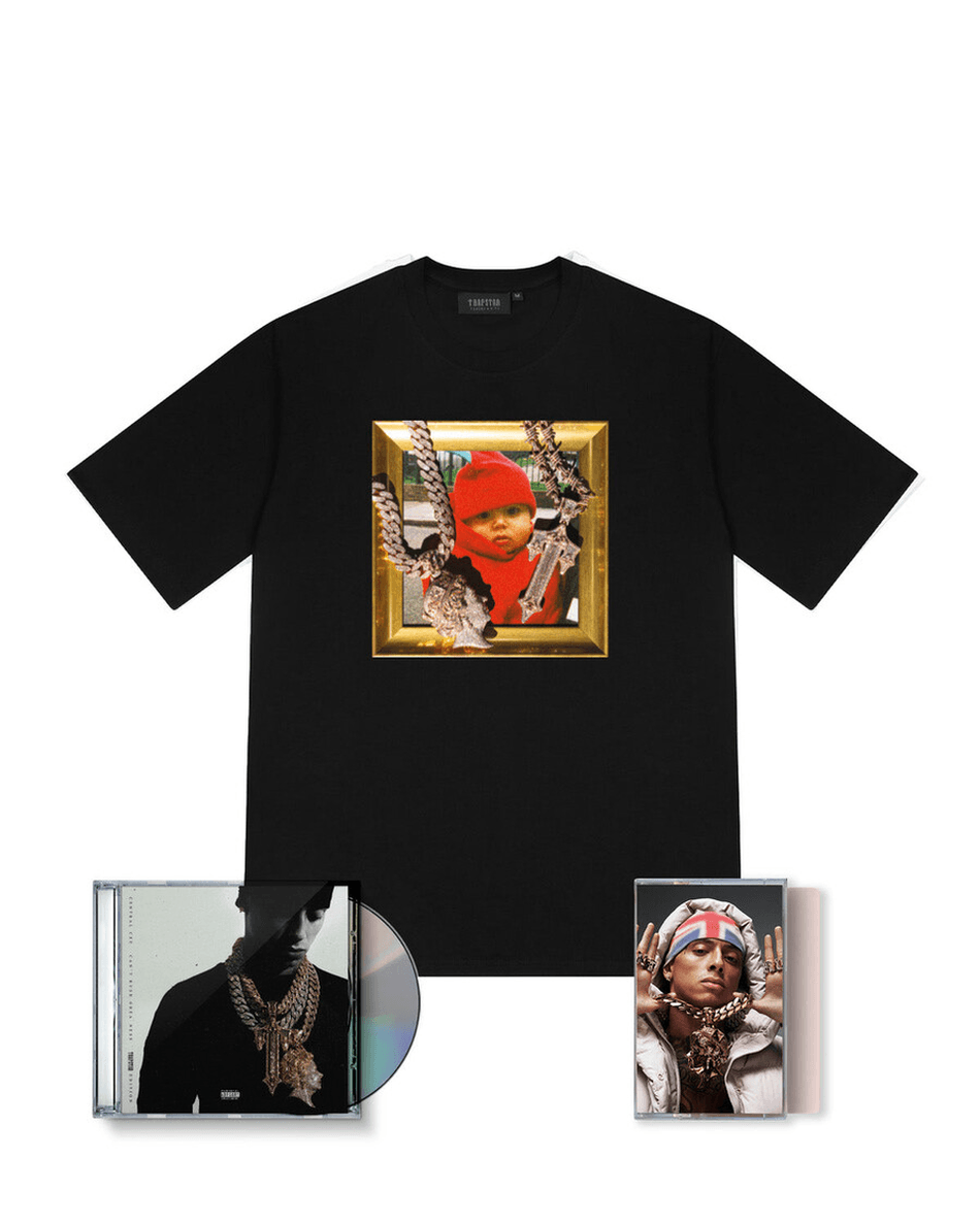 Trapstar London X Central Cee Crg Majica Cd & Kaseta Paket - Crna