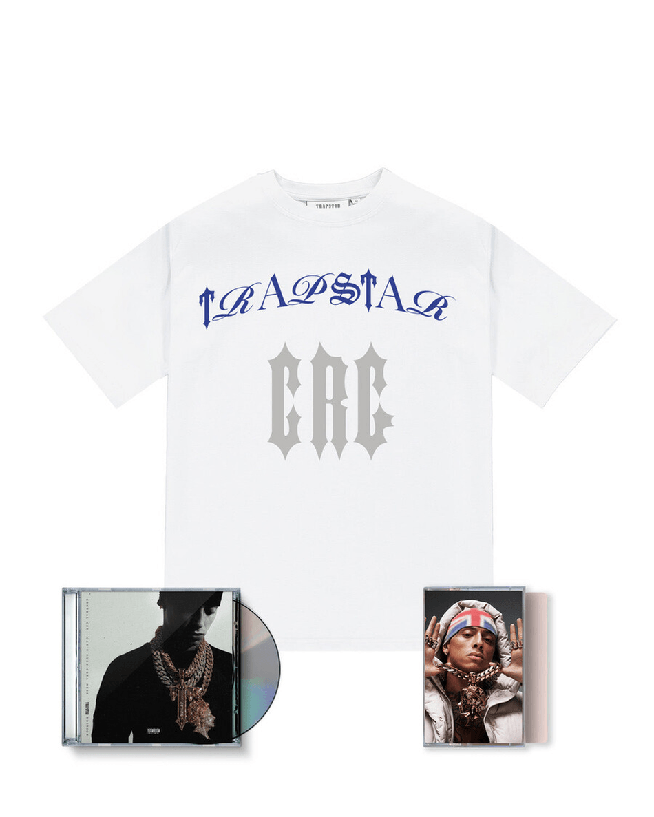 Trapstar London X Central Cee Script Tee Cd & Cassette Bundle - Bijela