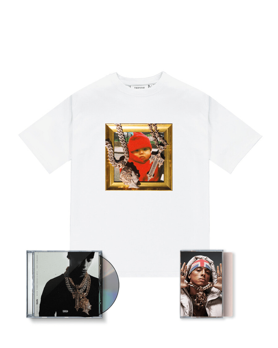 Trapstar London X Central Cee Crg Majica Cd & Kaseta Paket - Bijela