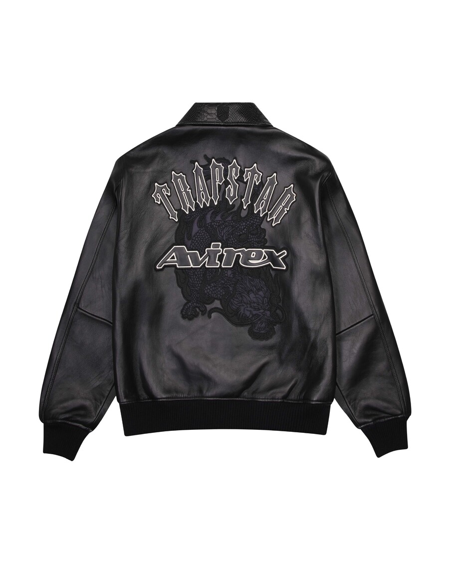 Trapstar Trapstar x Avirex Leather Jacket - Black