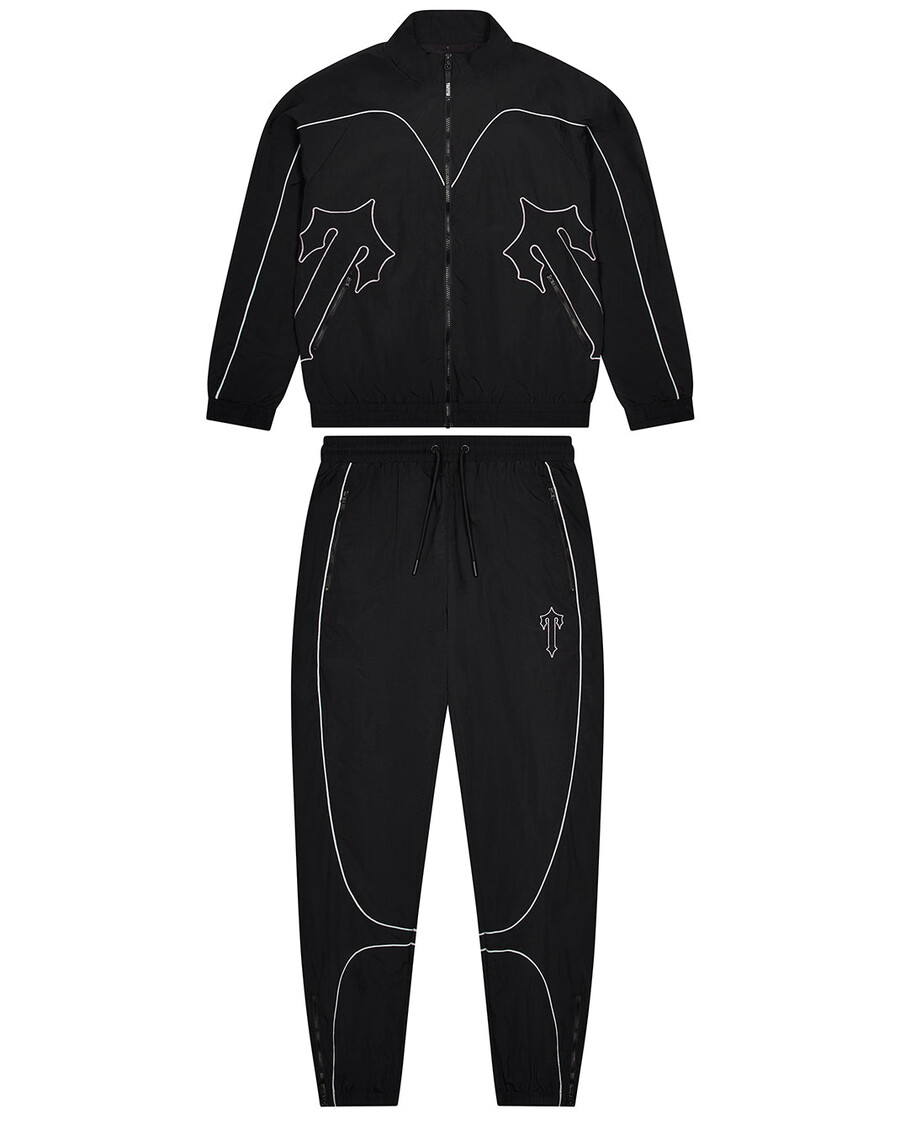 Trapstar Irongate T Panel Reflective Piping Shell Tracksuit - Black