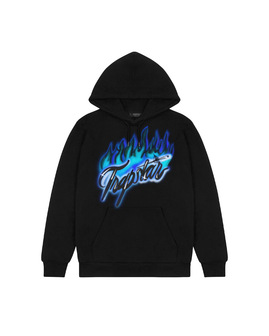 Trapstar Flame Print Hoodie - Black/Purple
