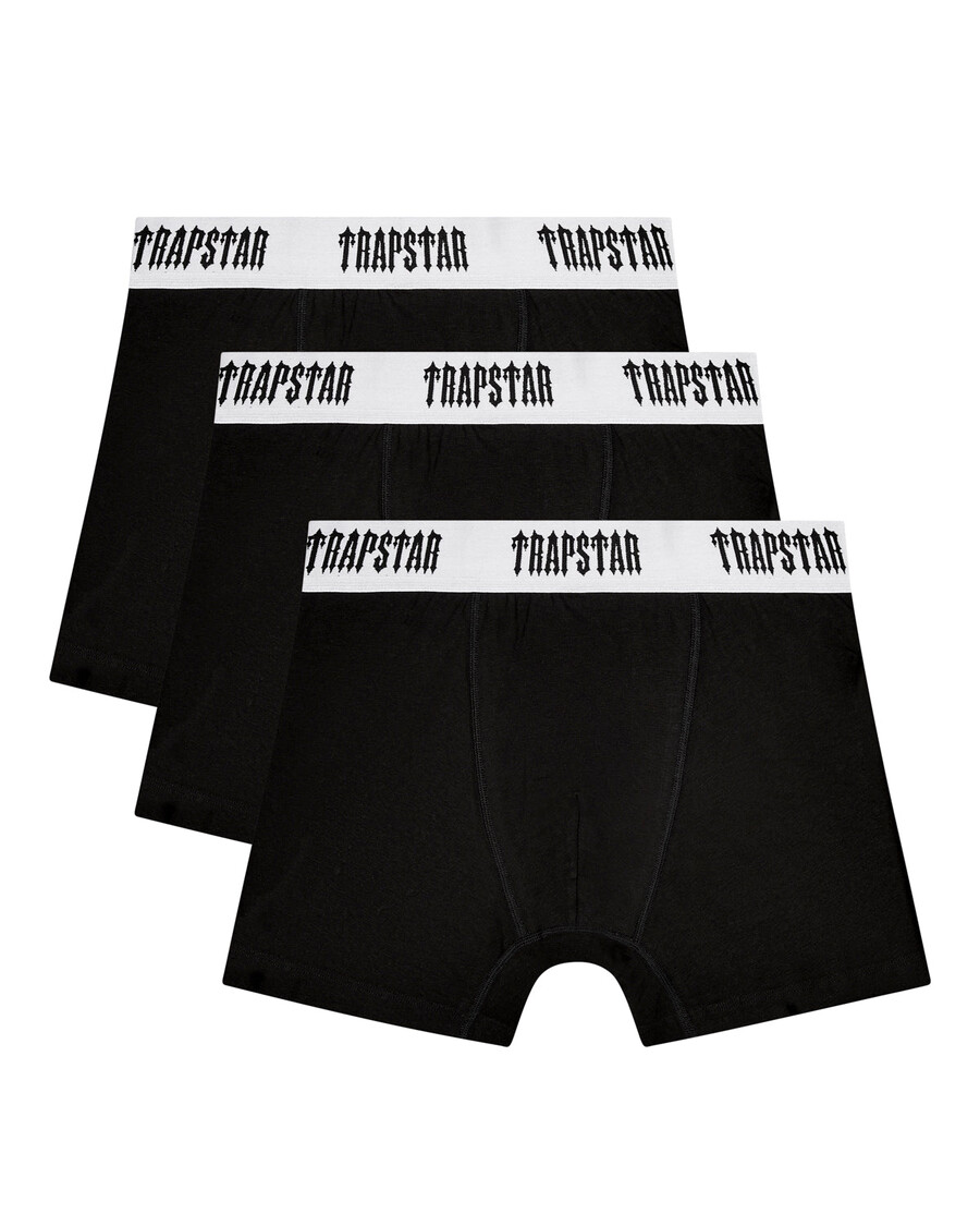 Trapstar 3 Pack Boxer Short - Black with White Waistband