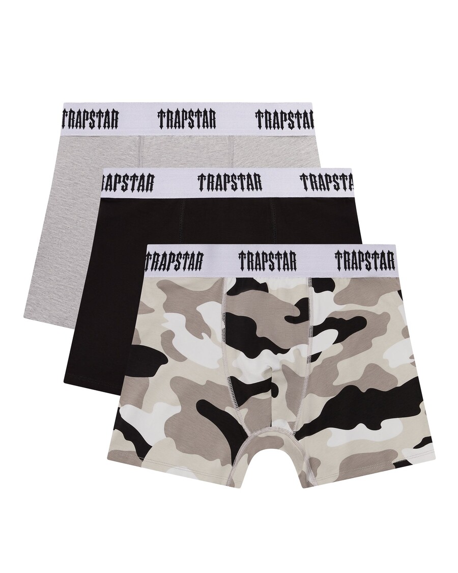 Trapstar 3 Pack Boxer Short - Black/Grey/Camo