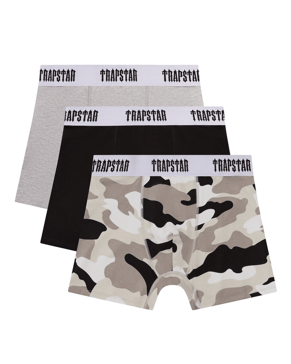 Trapstar London 3 Paketa Bokserica - Crna/siva/kamuflaža