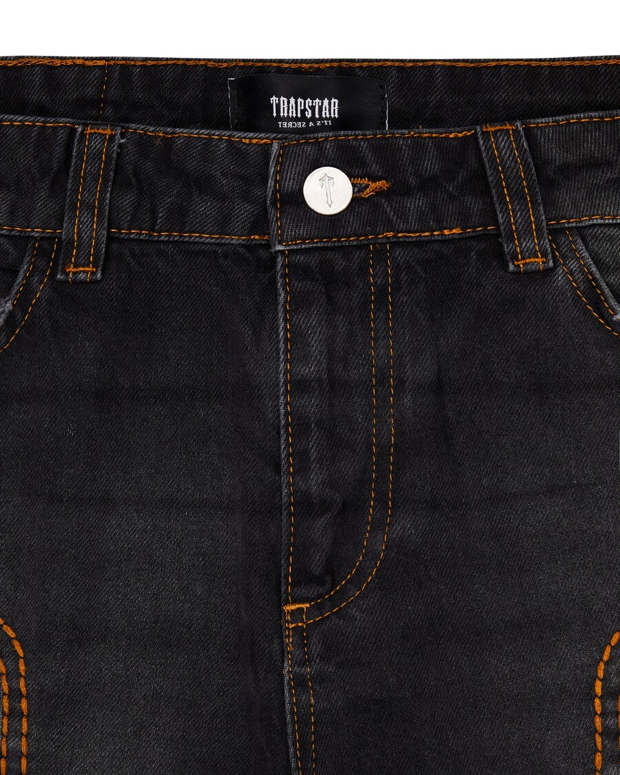 Trapstar Irongate T Panel Denim Jeans - Washed Black
