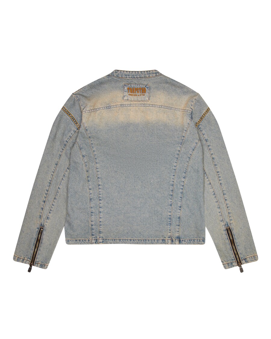 Trapstar Irongate Denim Motocross Jacket - Sandy Blue