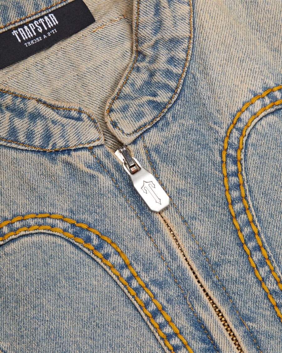 Trapstar Irongate Denim Motocross Jacket - Sandy Blue