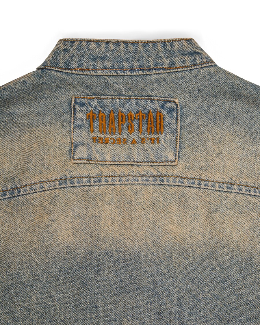 Trapstar Irongate Denim Motocross Jacket - Sandy Blue
