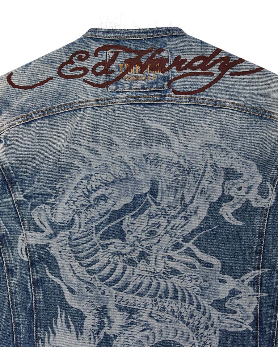 Jacheta Trapstar Trapstar X Ed Hardy Denim - Albastra