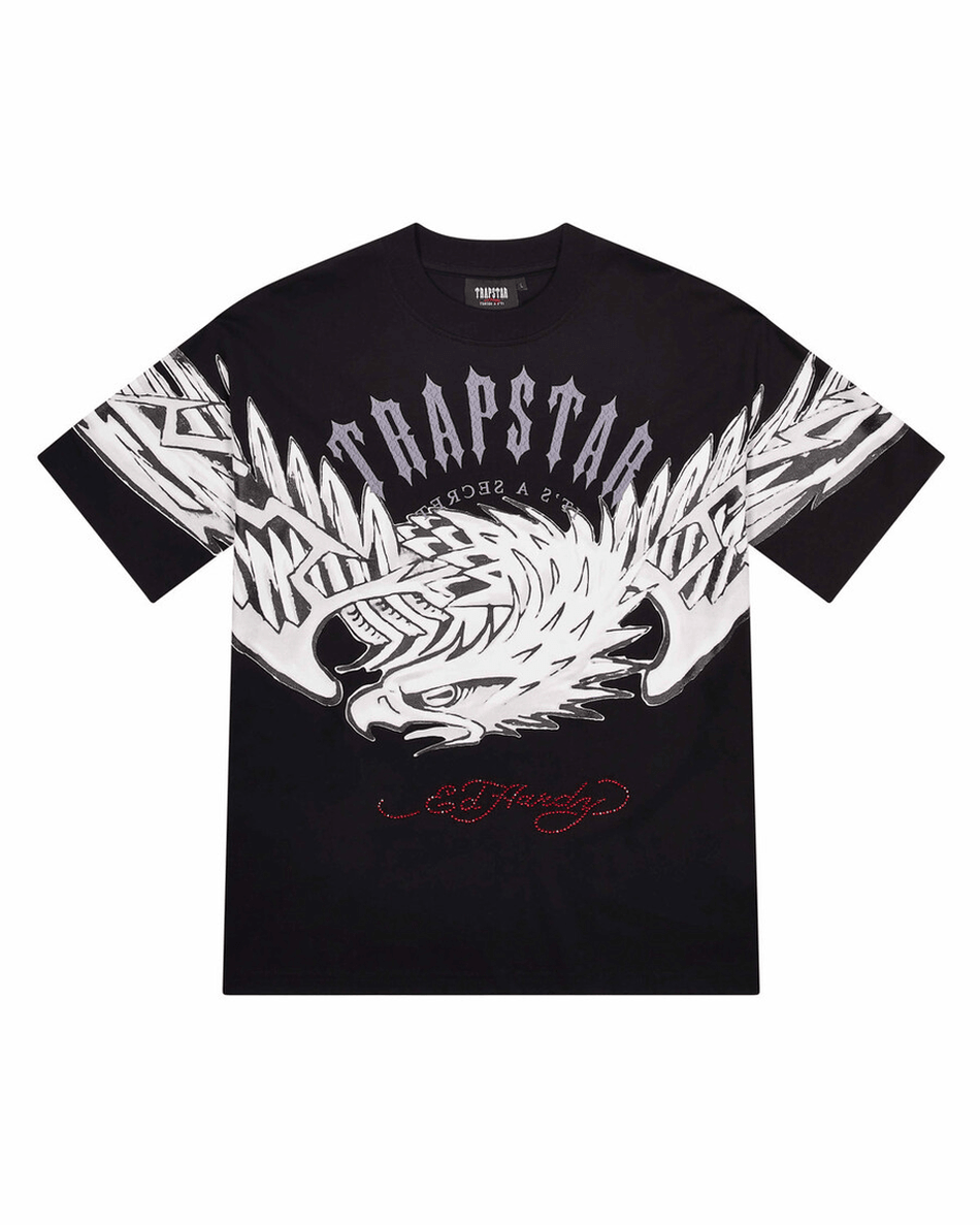 Trapstar London X Ed Hardy Majica S Lukom Orla - Crna