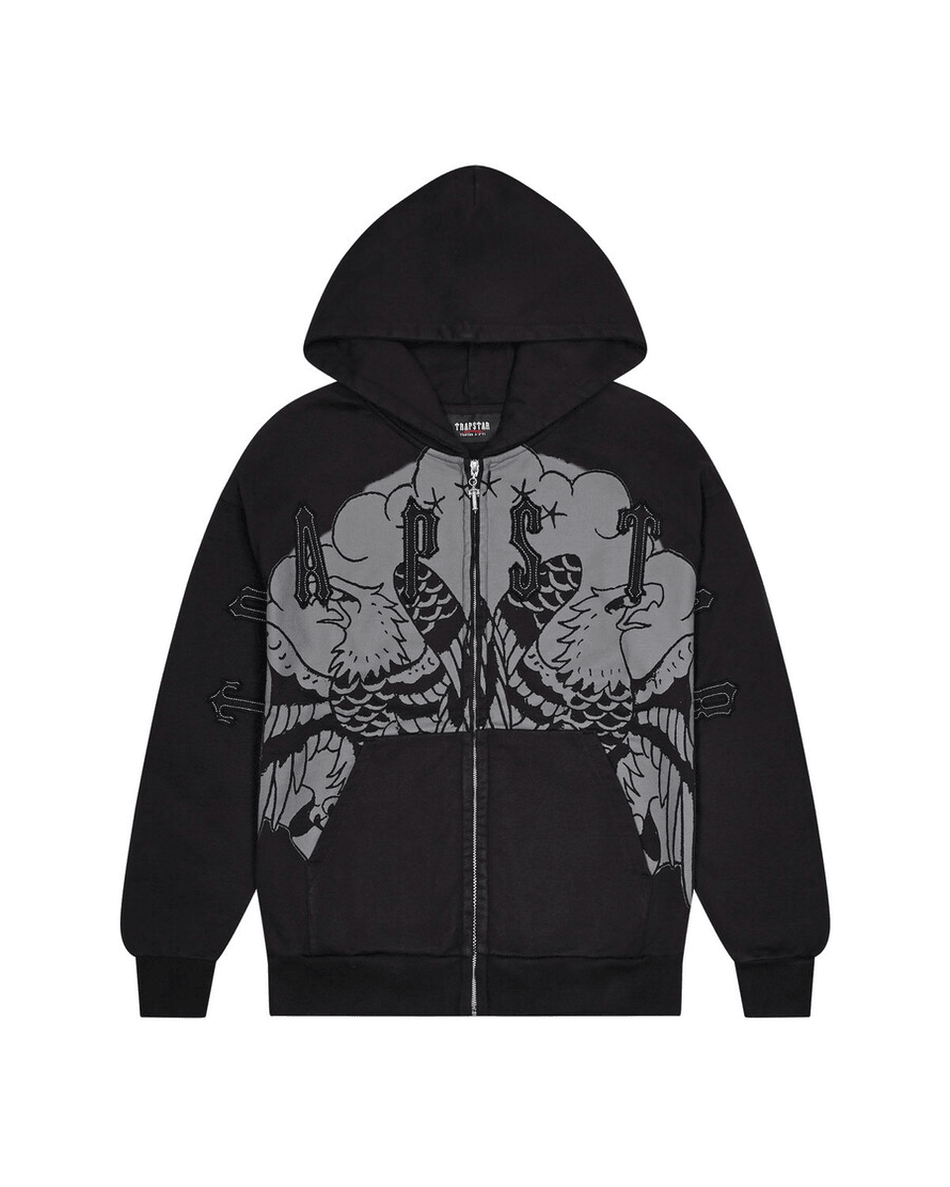 Trapstar London X Ed Hardy Irongate Zip Kroz Hoodie - Crna