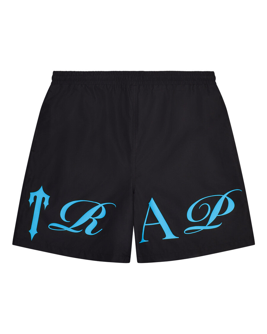 Trapstar Script Shell Shorts - Black/Blue