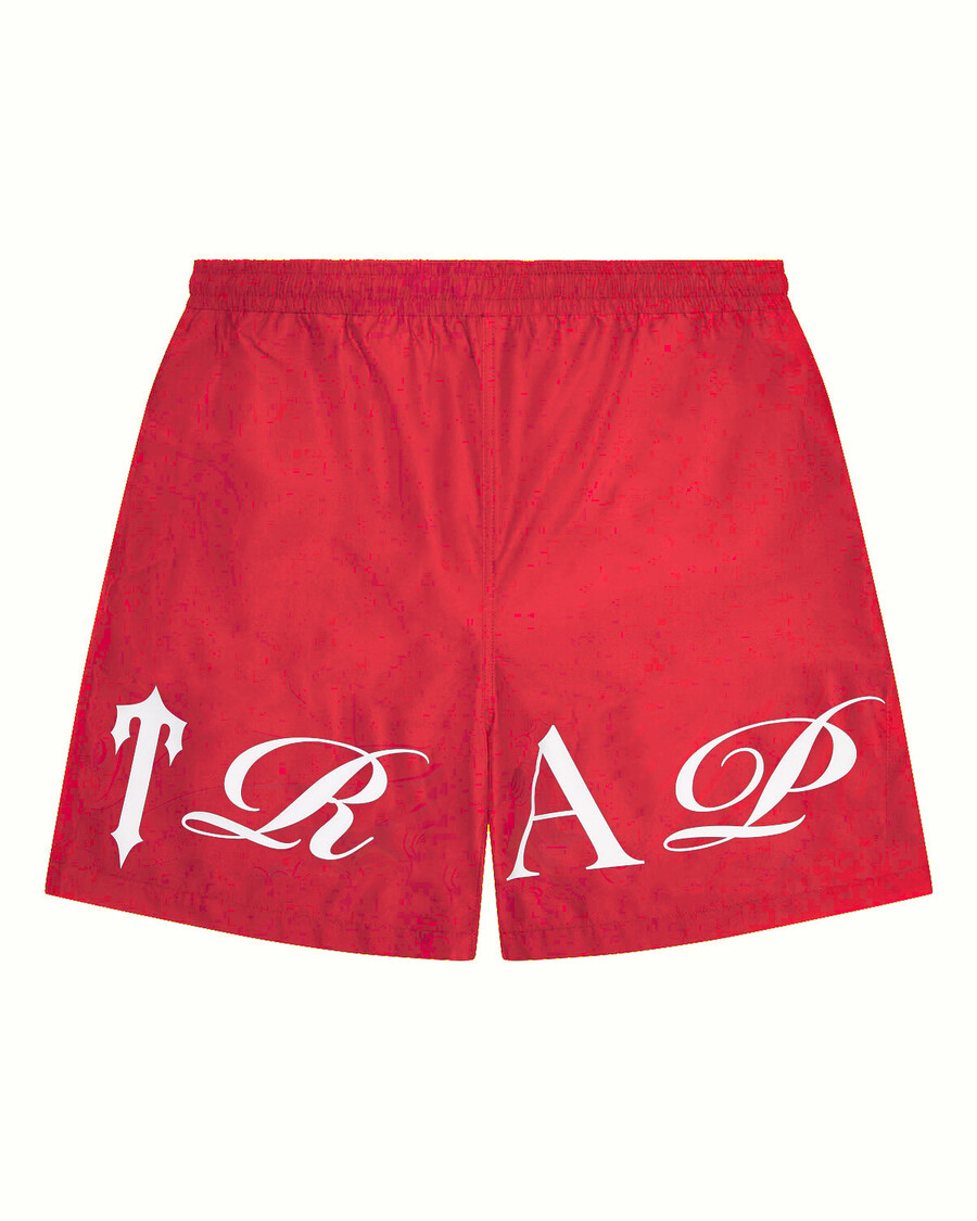 Trapstar Script Shell Shorts - Red/White