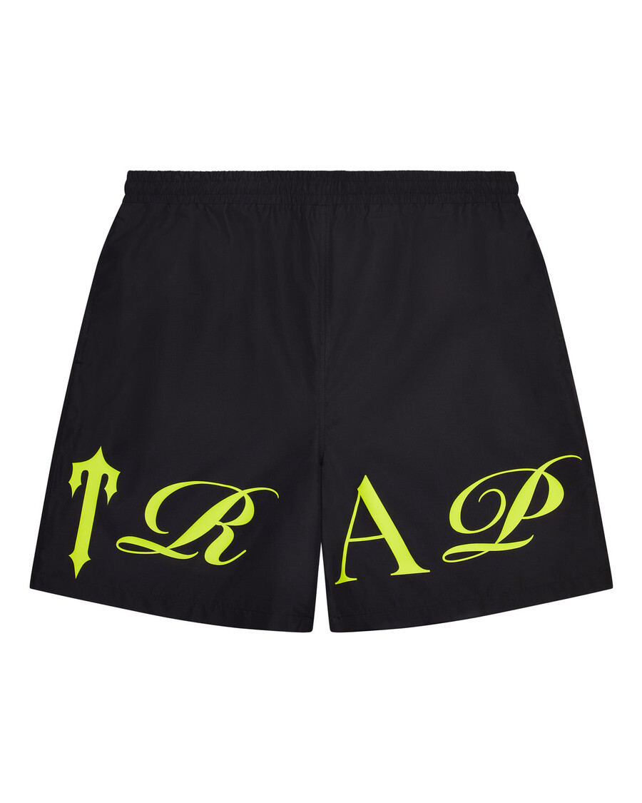 Trapstar Script Shell Shorts - Black/Slime
