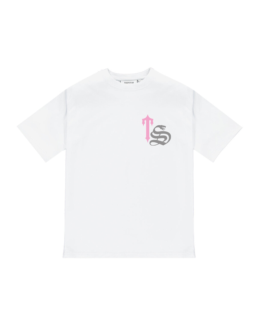 T-shirt Trapstar Ts Script - Bianca/rosa