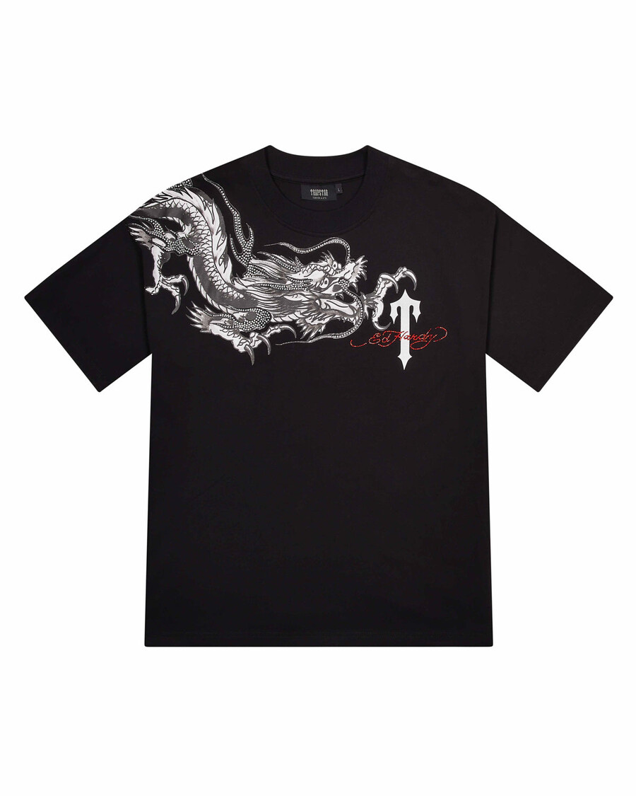 Trapstar Trapstar x Ed Hardy Dragon Tee with Diamanté - Black