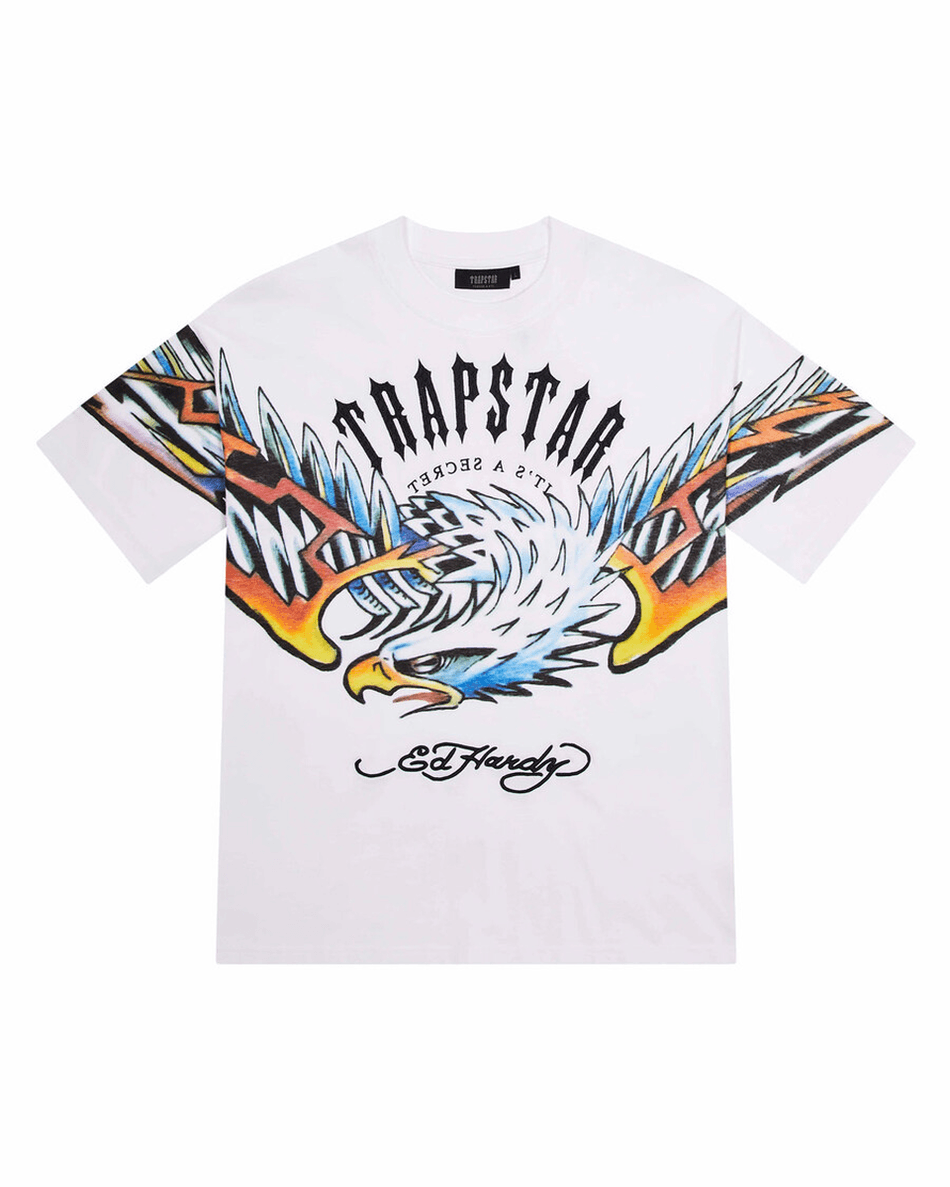 Trapstar لندن × Ed Hardy تي شيرت نسر مقوس - أبيض