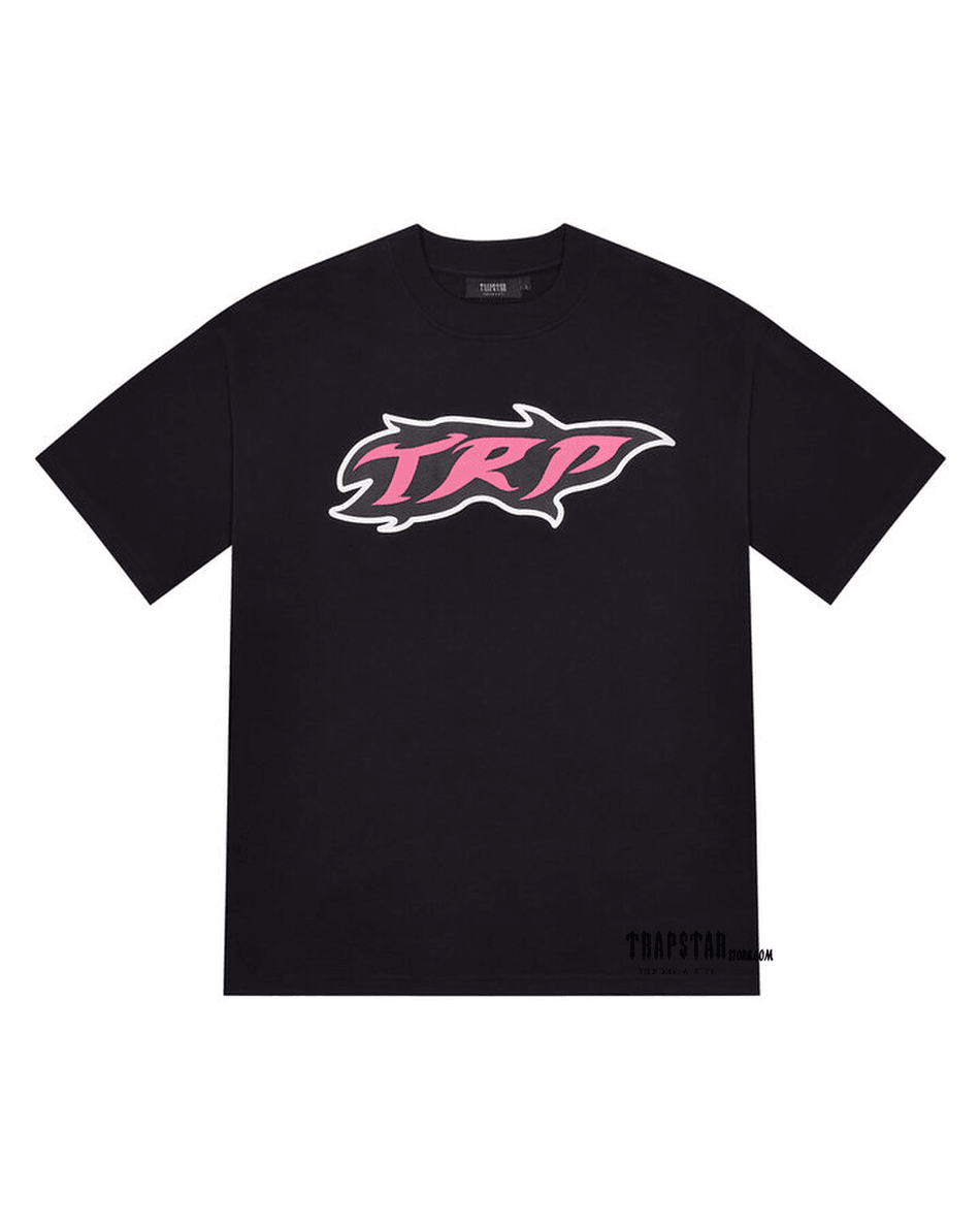 Trapstar London Trp Flame Kaos - Hitam/merah Muda