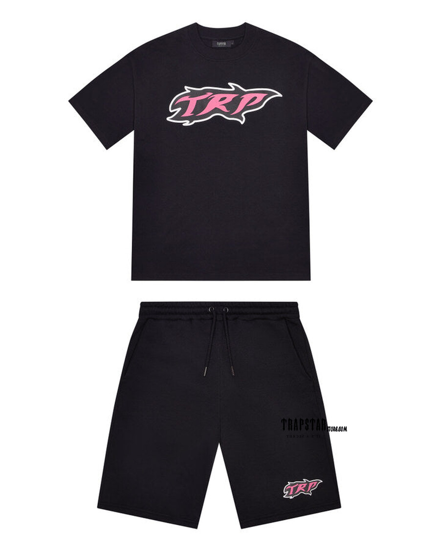 Trapstar TRP Flame Shorts - Black/Pink