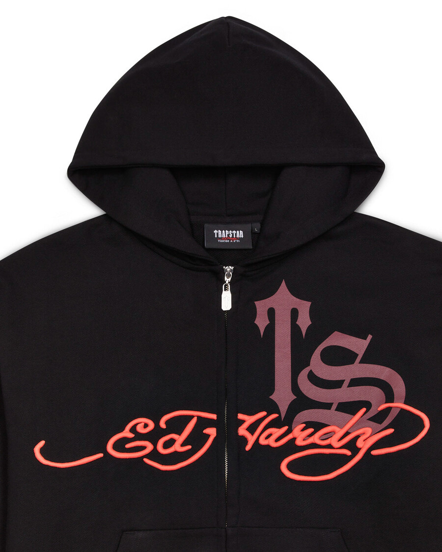 Trapstar Trapstar x Ed Hardy Script Hoodie - Black/Red