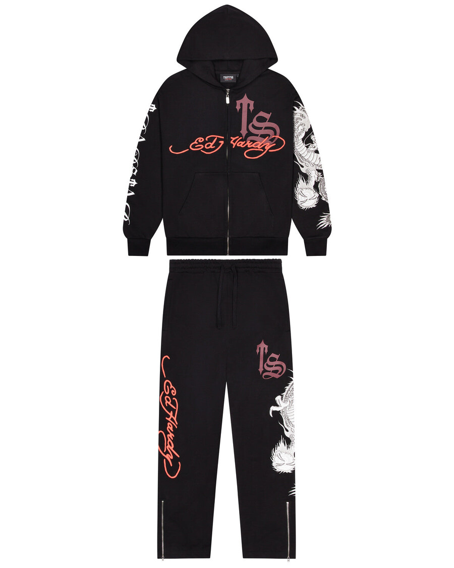 Trapstar Trapstar x Ed Hardy Script Hoodie - Black/Red
