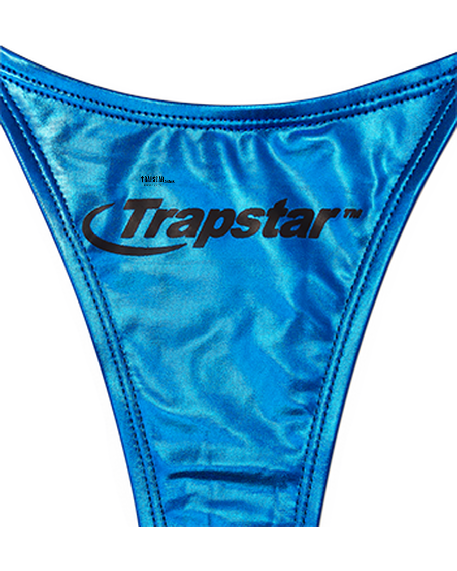 Trapstar Womens Hyperdrive Metallic Bikini Tie Side Bottoms - Blue
