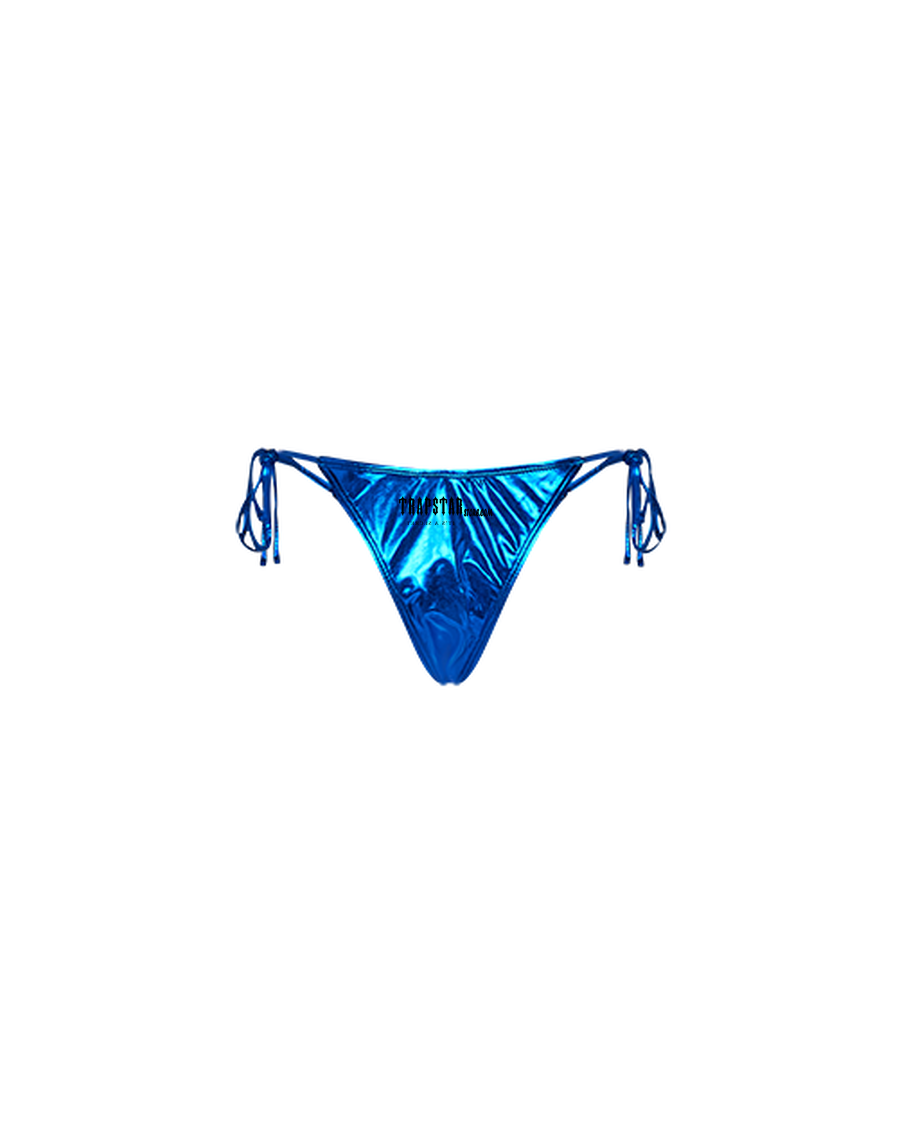 Trapstar Womens Hyperdrive Metallic Bikini Tie Side Bottoms - Blue