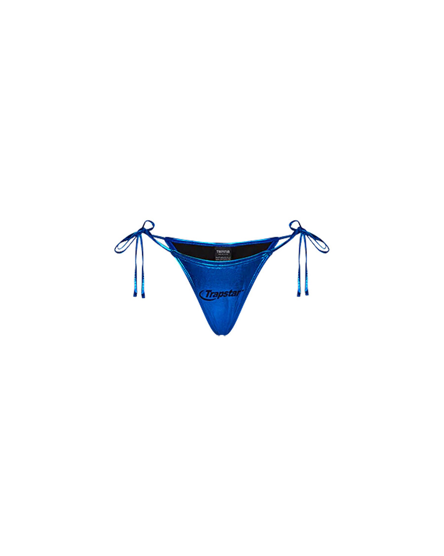 Trapstar Womens Hyperdrive Metallic Bikini Tie Side Bottoms - Blue
