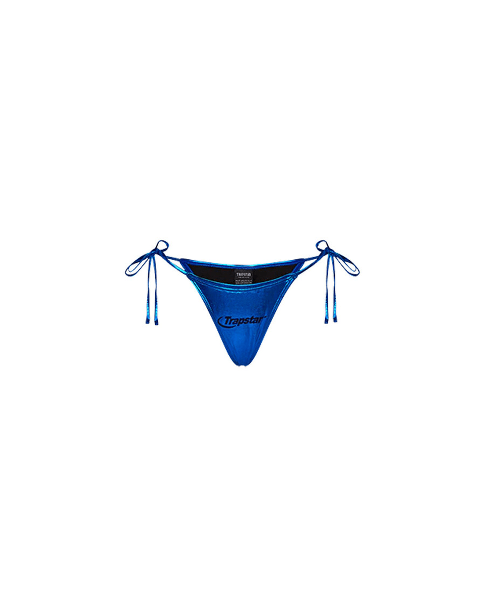 Trapstar London Womens Hyperdrive Metallic Bikini Tie Side Bottoms - Biru