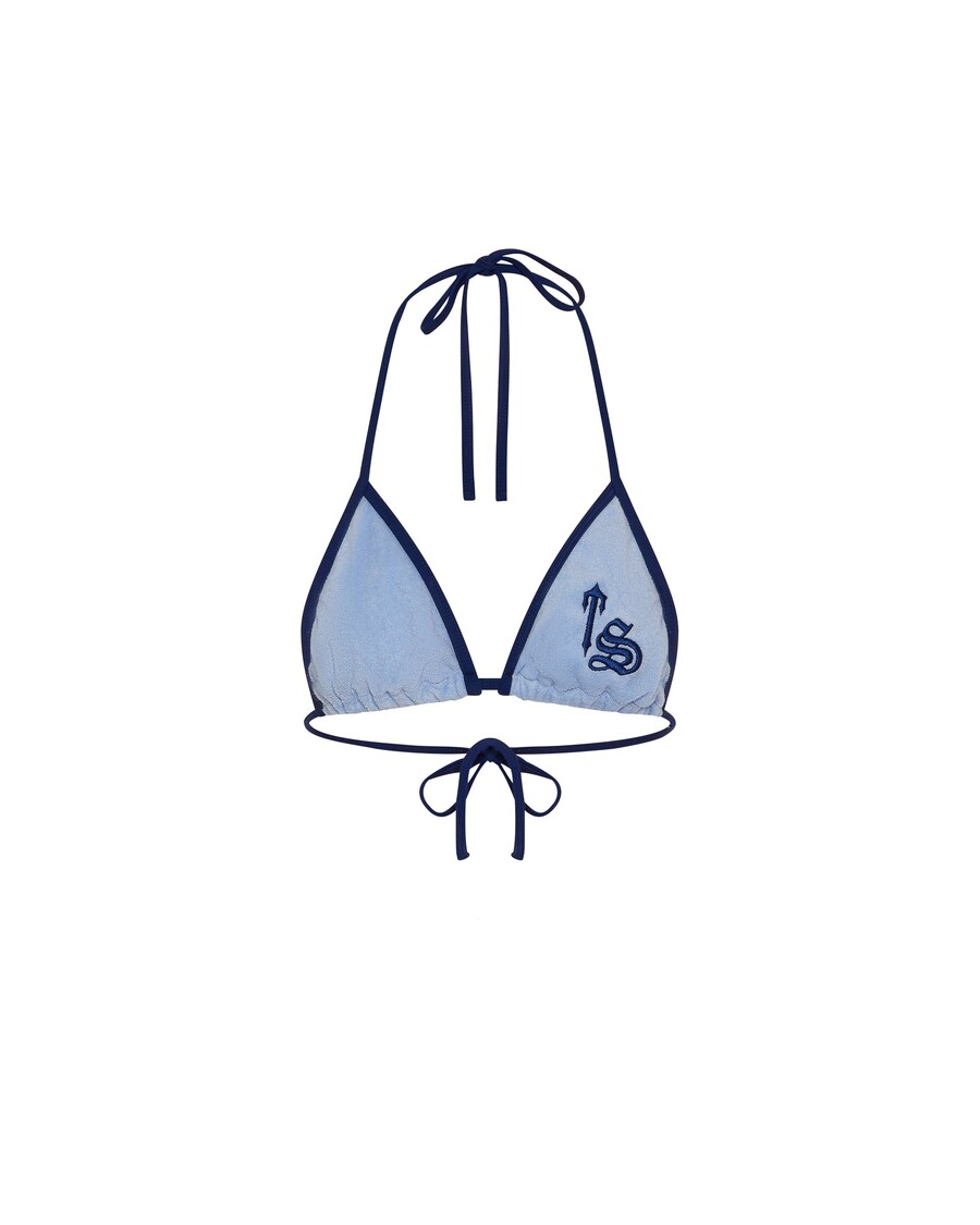 Trapstar Women's Terry Script Bikini Top - Blue