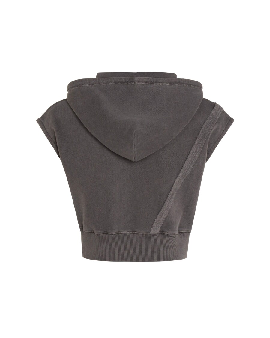 Trapstar Women's Deconstructed Cropped Sleeveless Hoodie - Enzyme Wash