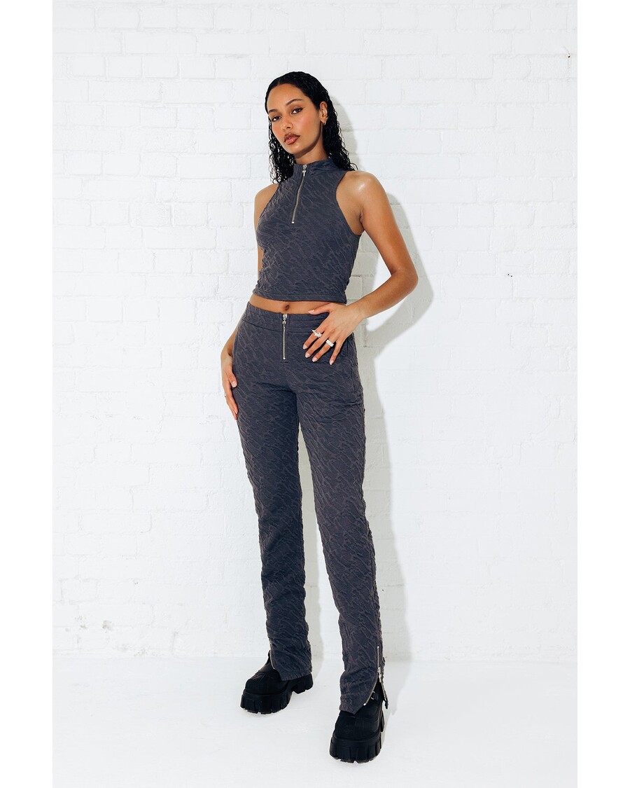 Trapstar Women's Jacquard Fitted Zip Crop Top - Grey